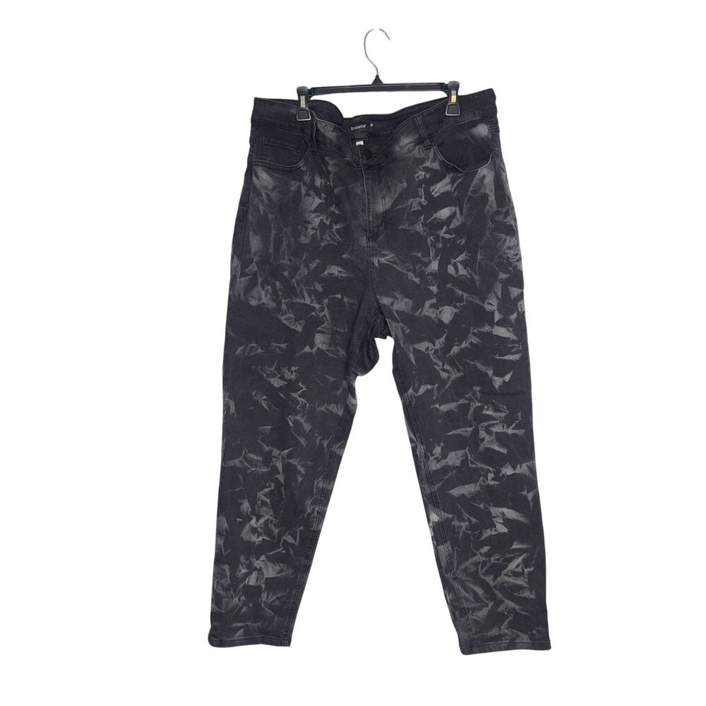 Loralette Womens Jeans Modern Abstract Tie Dye Black Gray Plus Size 24